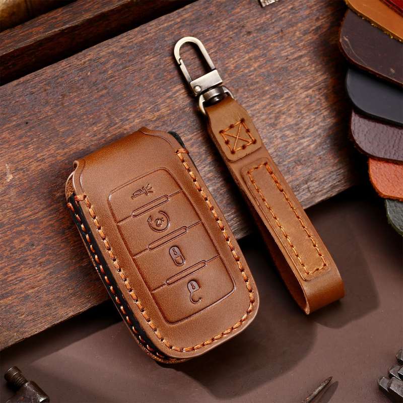For Dodge Ram 4-button C161 Car Key Leather Protective Case (Black)