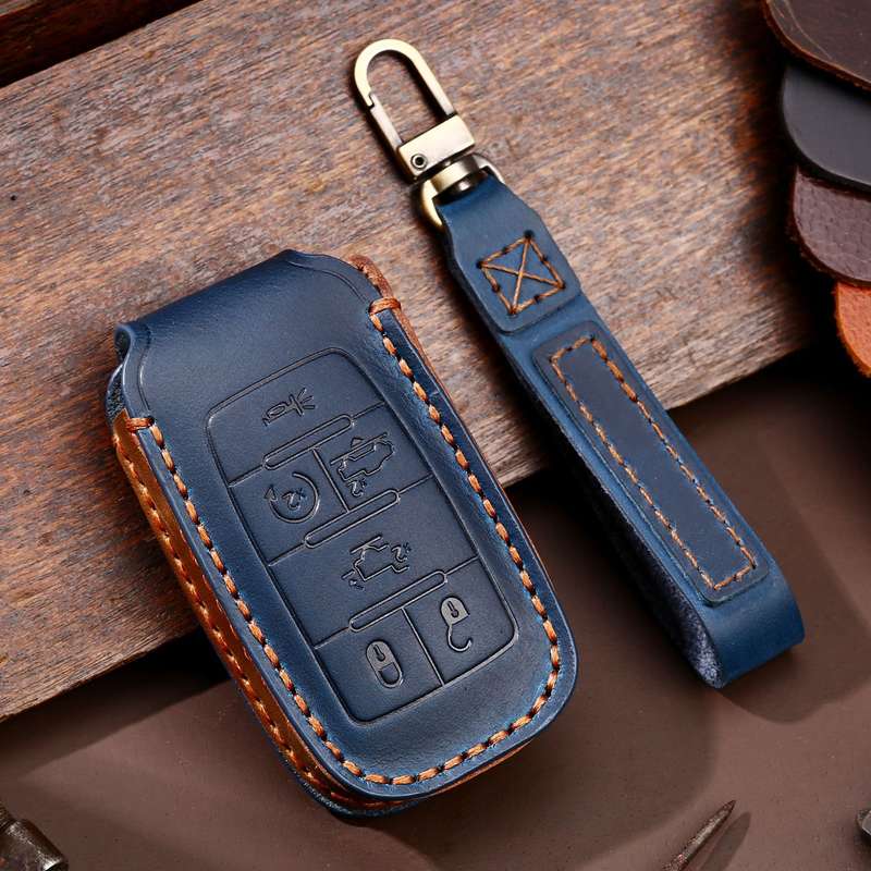 For Dodge Ram 6-button C163 Car Key Leather Protective Case (Black)