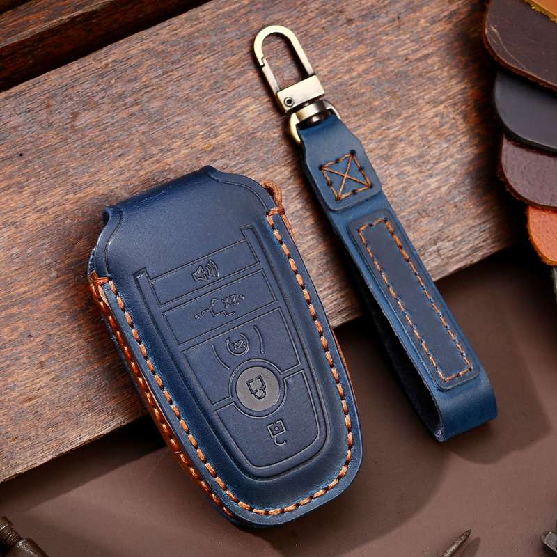 For Ford F-150 5-button C073 Car Key Leather Protective Case (Black)