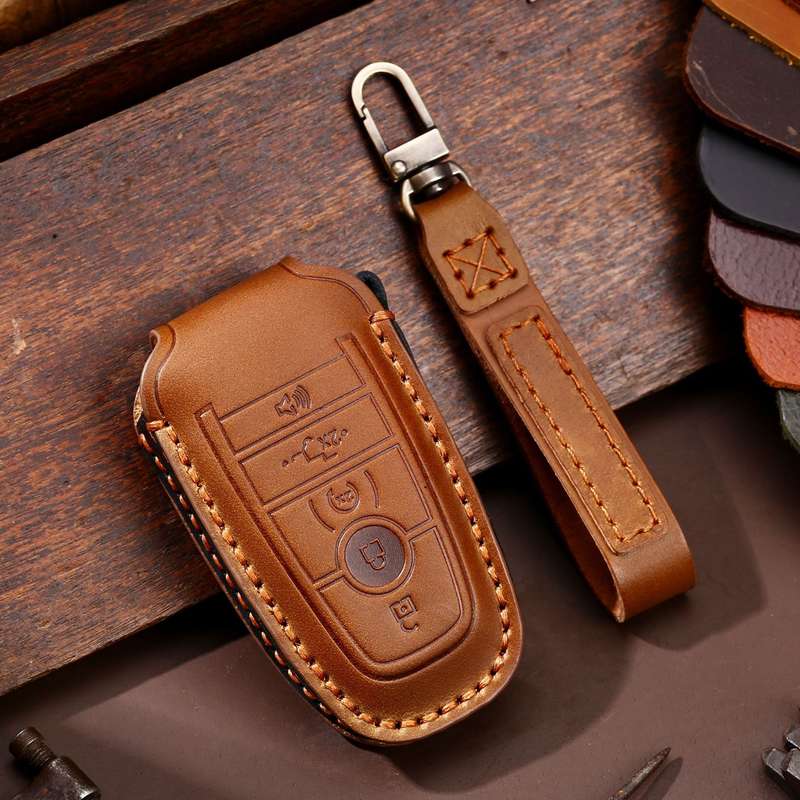 For Ford F-150 5-button C073 Car Key Leather Protective Case (Black)