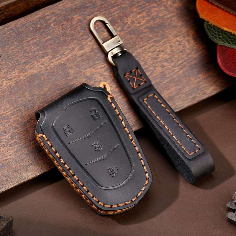 For Cadillac / CT5 / CT6 / XT6 4-button C086 Car Key Leather Protective Case (Blue)