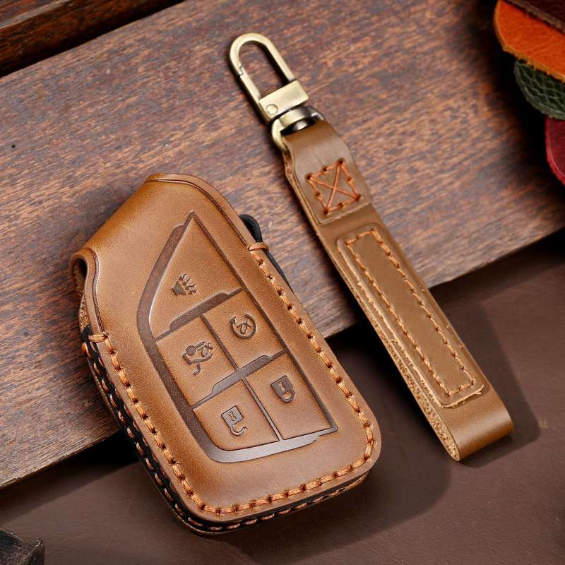 For Cadillac / CT5 / CT6 / XT6 C088 Car Key Leather Protective Case (Black)
