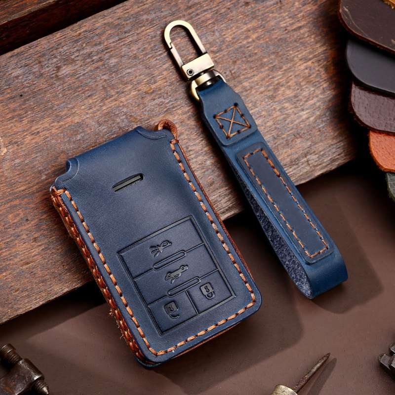 For Cadillac 4-button C090 Car Key Leather Protective Case (Black)