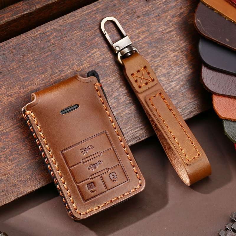 For Cadillac 4-button C090 Car Key Leather Protective Case (Black)
