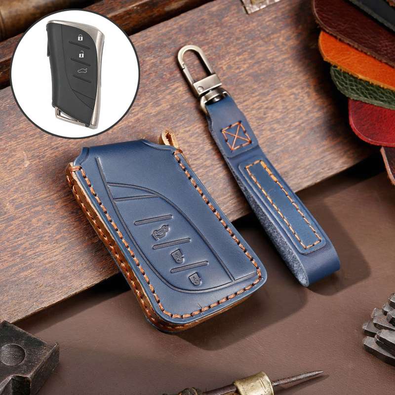 For Lexus 3-button Hallmo Car Cowhide Leather Key Protective Cover Key Case(Black)