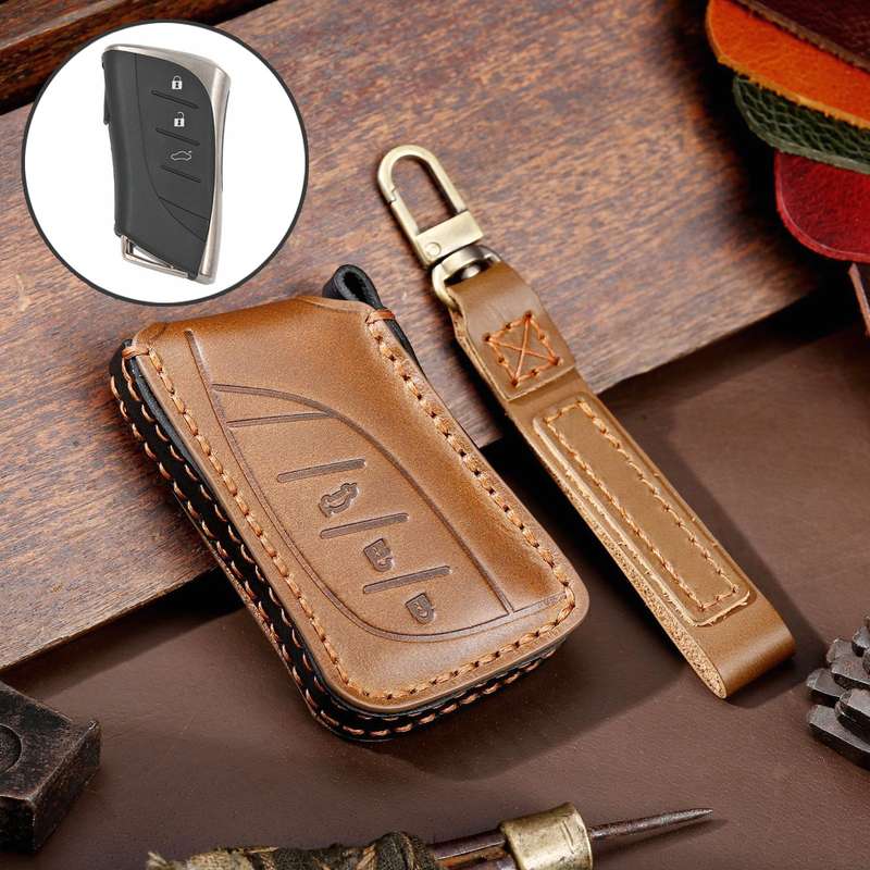 For Lexus 3-button Hallmo Car Cowhide Leather Key Protective Cover Key Case(Black)