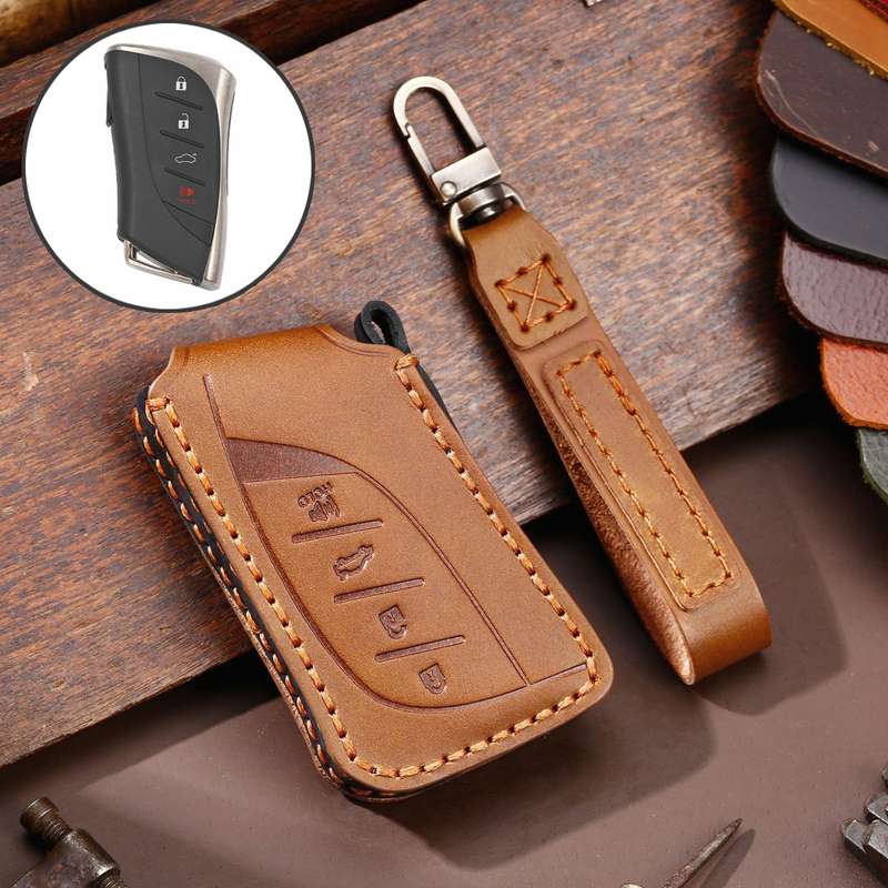 For Lexus 4-button Hallmo Car Cowhide Leather Key Protective Cover Key Case(Blue)