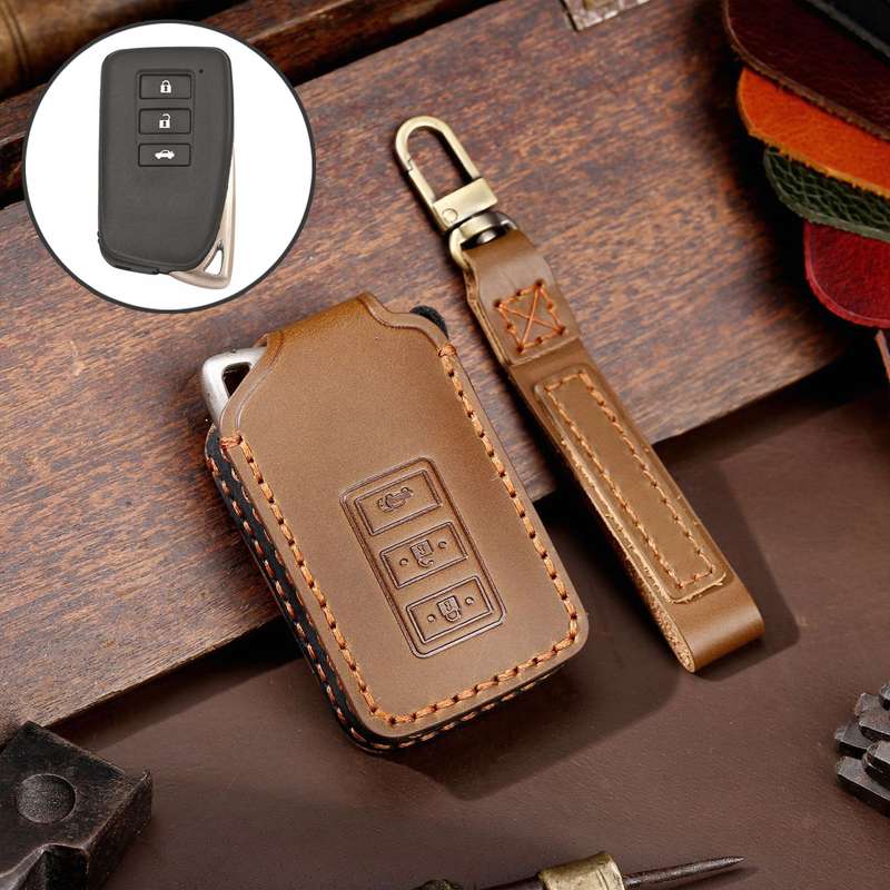 For Lexus 3-button Hallmo Car Cowhide Leather Key Protective Cover Key Case(Brown)