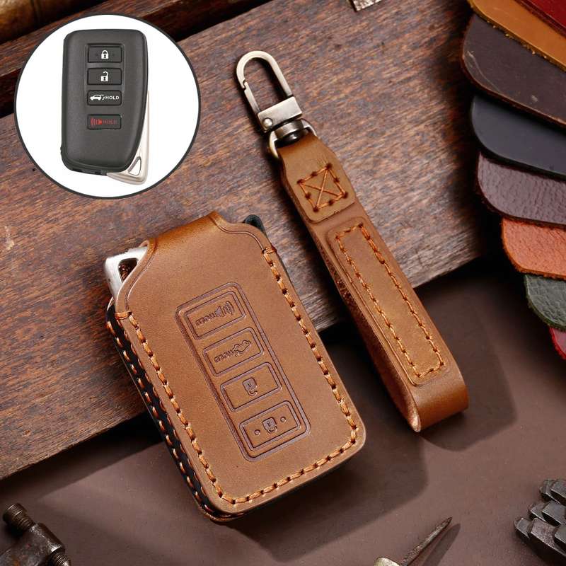 For Lexus 4-button Hallmo Car Cowhide Leather Key Protective Cover Key Case(Black)