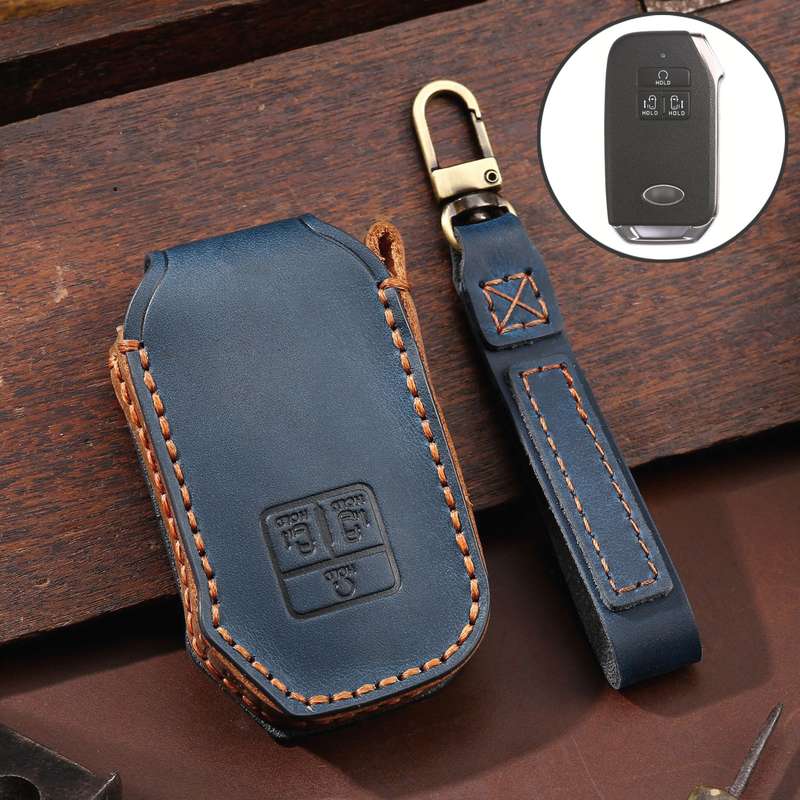 For KIA Carnival EX / SX Hallmo Car Cowhide Leather Key Protective Cover Key Case(Black)