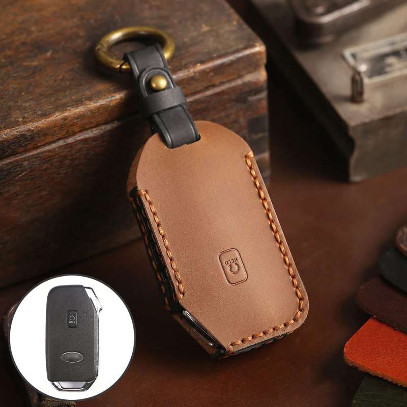 For Kia Sorento Hallmo Car Cowhide Leather Key Protective Cover Key Case(Black)