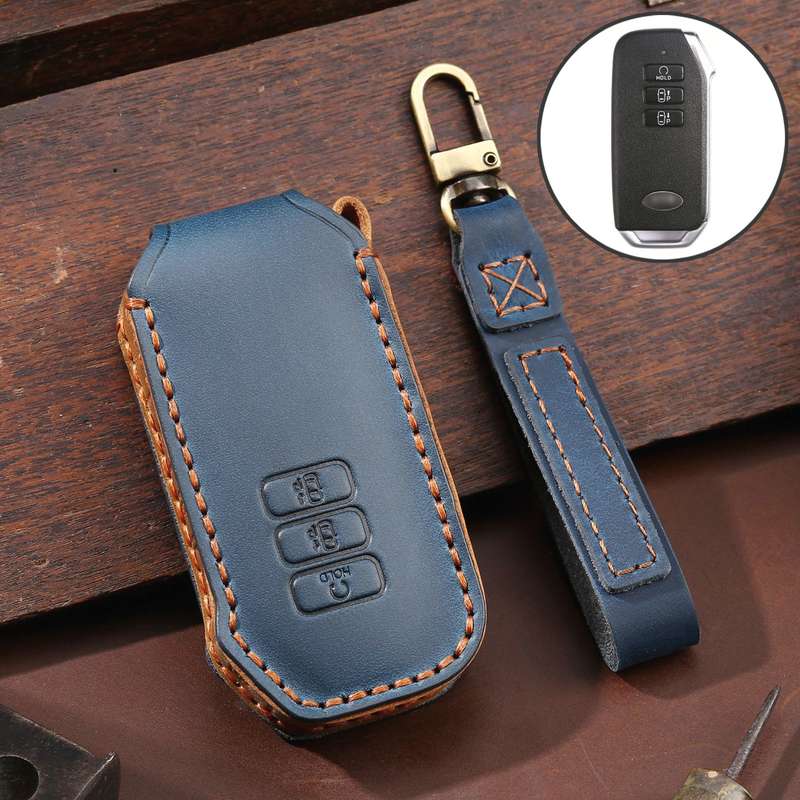 For Kia 3-button Hallmo Car Cowhide Leather Key Protective Cover Key Case(Black)
