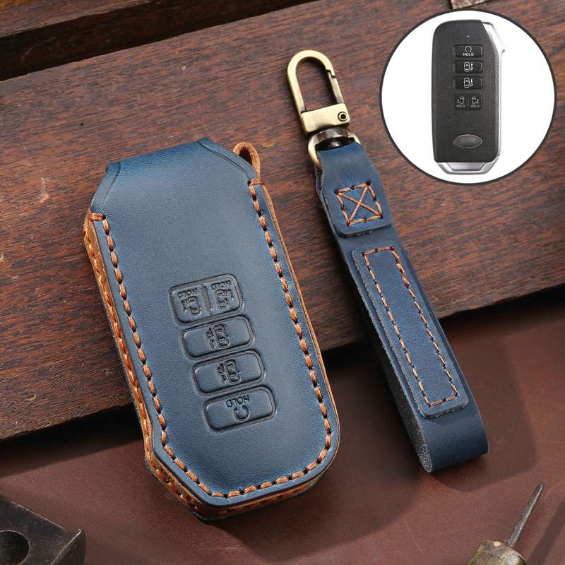 For Kia 5-button Hallmo Car Cowhide Leather Key Protective Cover Key Case(Black)