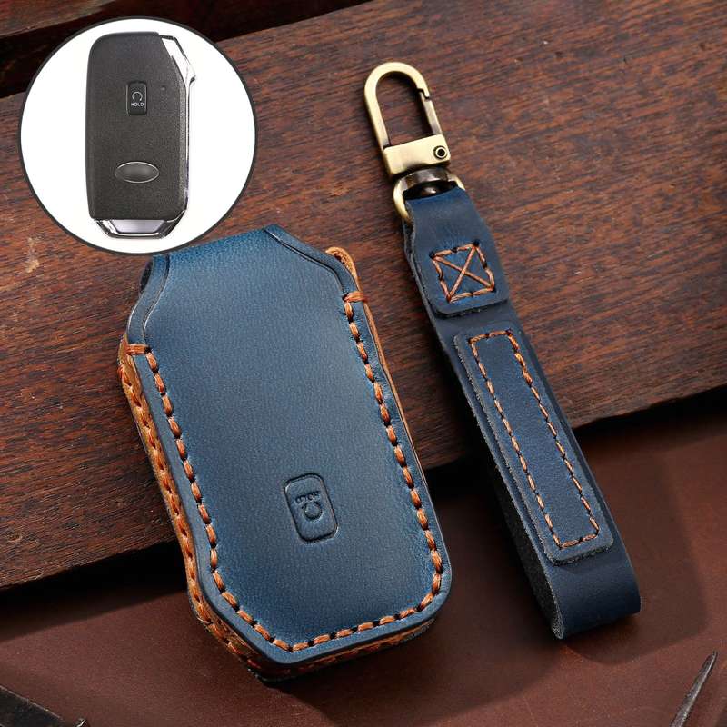 For Kia Sorento / Seltos 2021 / K5 Hallmo Car Cowhide Leather Key Protective Cover Key Case(Black)