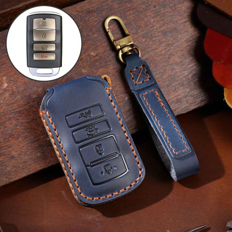 For Kia K4 Hallmo Car Cowhide Leather Key Protective Cover Key Case(Black)
