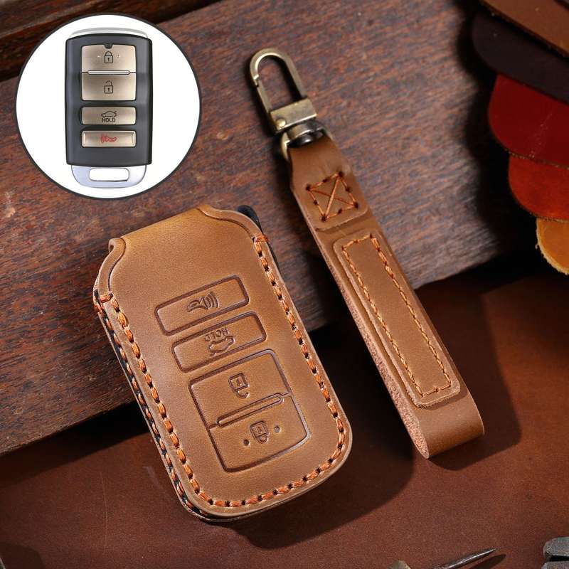 For Kia K4 Hallmo Car Cowhide Leather Key Protective Cover Key Case(Black)