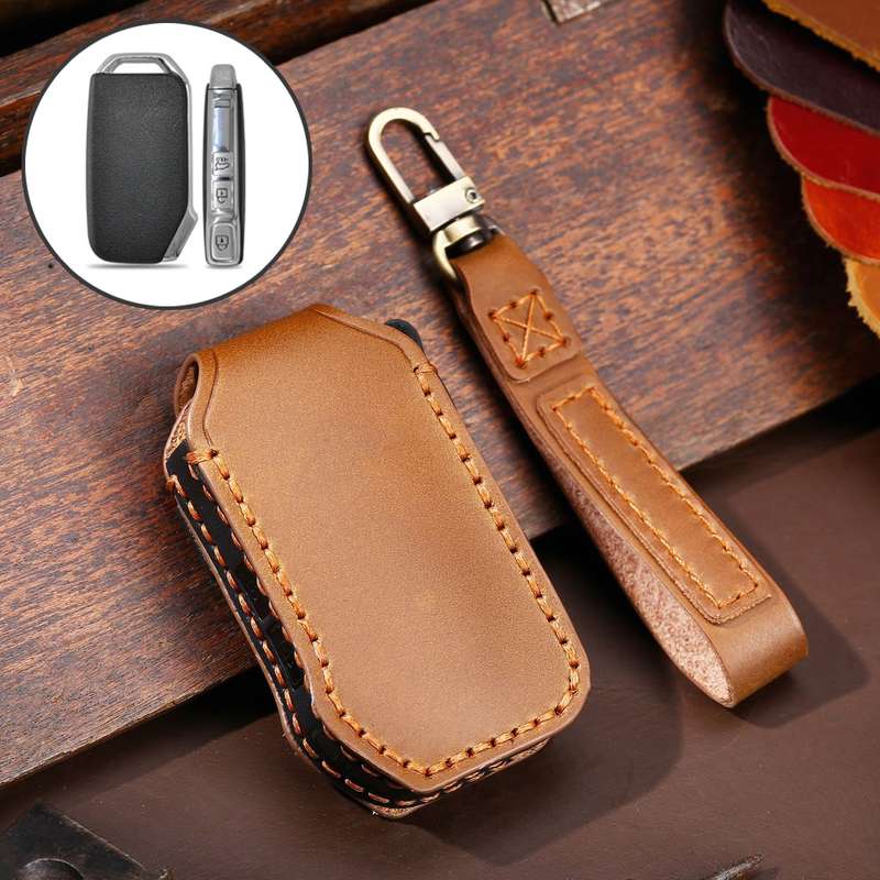 For Kia Sportage R / K5 / K4 / K2 / KX3 Hallmo B Style Car Cowhide Leather Key Protective Cover Key