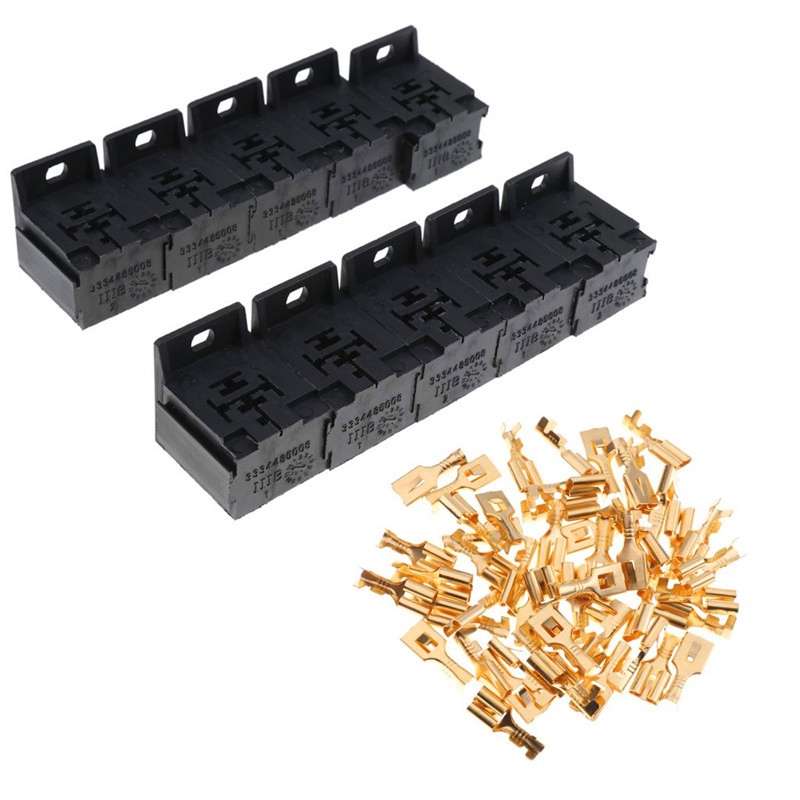 30A-80A Relay Base Holder 5-pin Socket with 50 Pieces Terminals