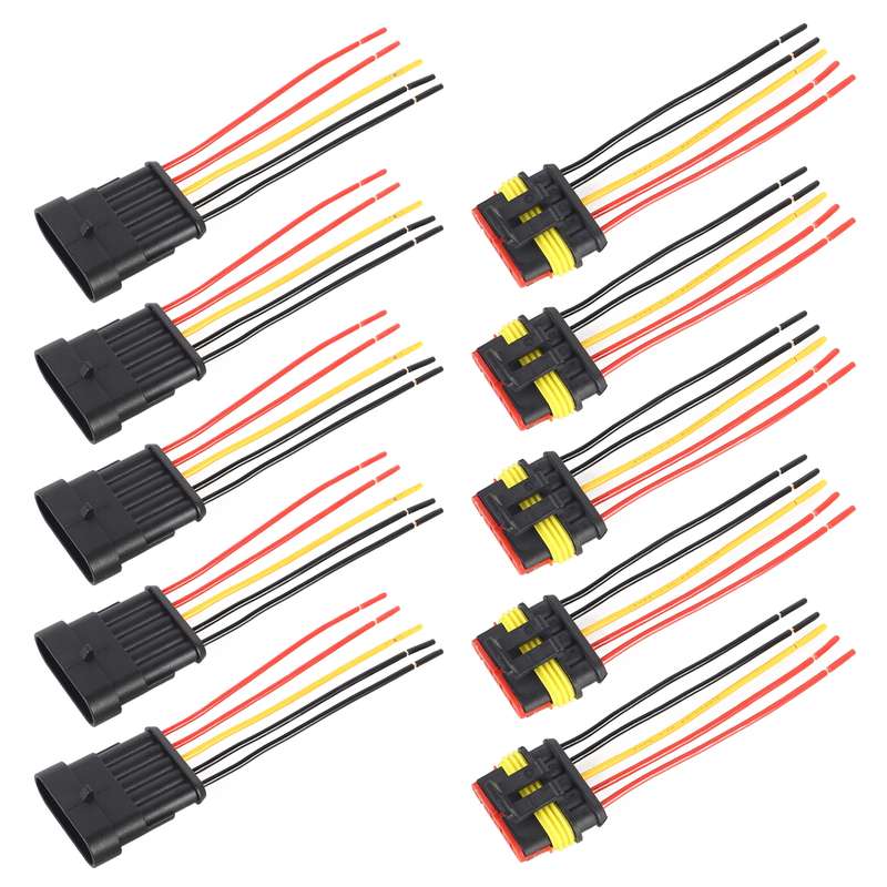 10pcs 5P Car Waterproof Plug Car Connector Plug-In, Length10cm