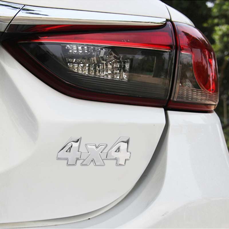 Car Number 4 x 4 Personalized Aluminum Alloy Decorative Sticker, Size: 9 x 3.5 x 2.3cm (Silver)