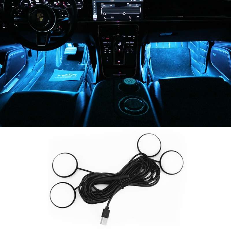 Car 4 in 1 USB RGB Foot LED Atmosphere Light (Pink Light)