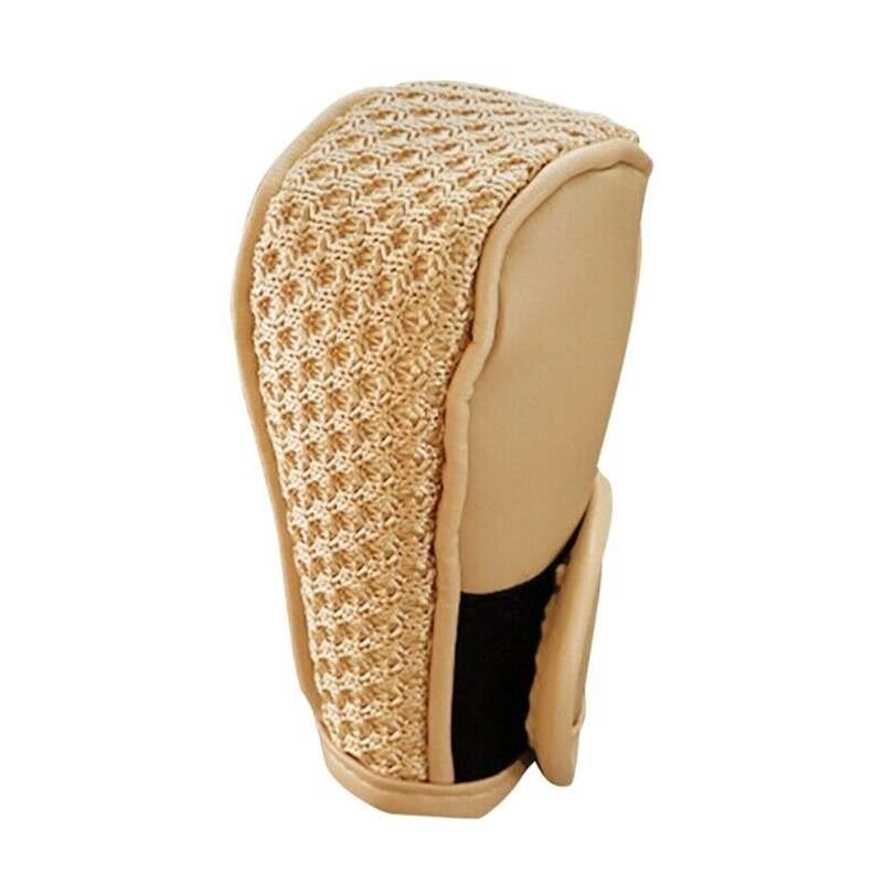 Universal Car PU + Ice Silk Gear Shift Knob Protective Cover (Brown)