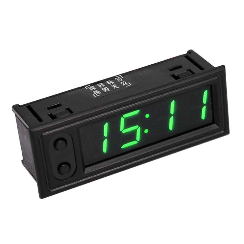 3 in 1 DC5-50V Car High-precision Electronic LED Luminous Clock + Thermometer + Voltmeter (Green)