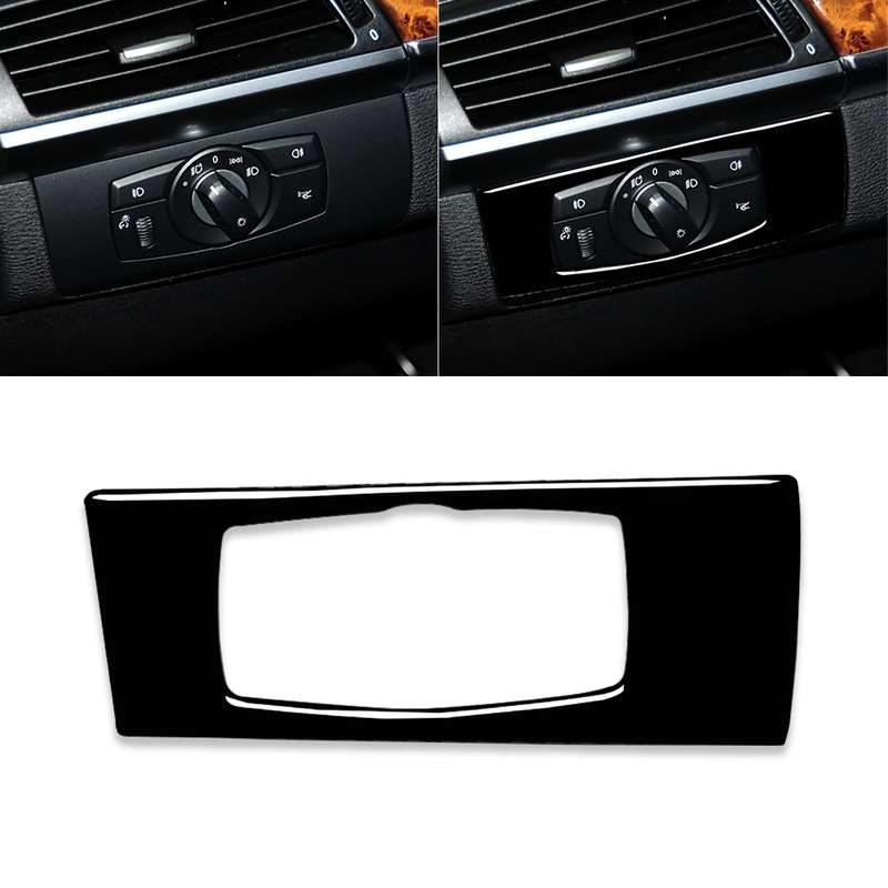 Car Left Drive Headlight Switch Panel Decorative Sticker for BMW E70 X5 / E71 X6 2008-2013(Black)