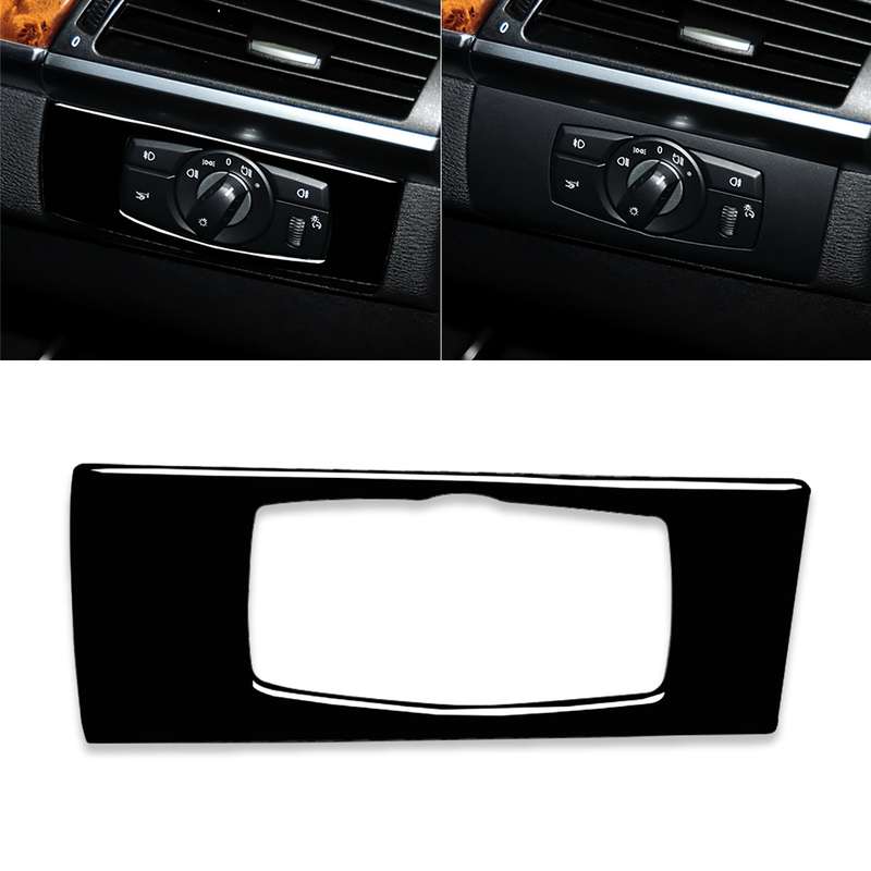 Car Right Drive Headlight Switch Panel Decorative Sticker for BMW E70 X5 / E71 X6 2008-2013(Black)