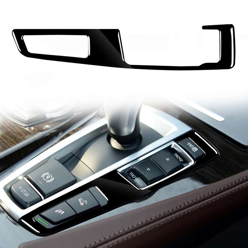 Car Right Drive Gear Panel Double Key Decorative Sticker for BMW Series 5 F10 2011-2017(Black)