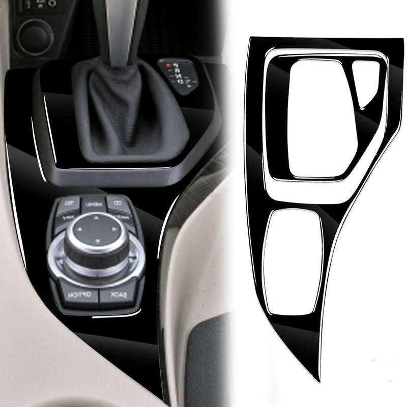 2pcs / Set Car Right Drive Gear Panel Decorative Sticker for BMW X1 E84 2011-2015(Black)
