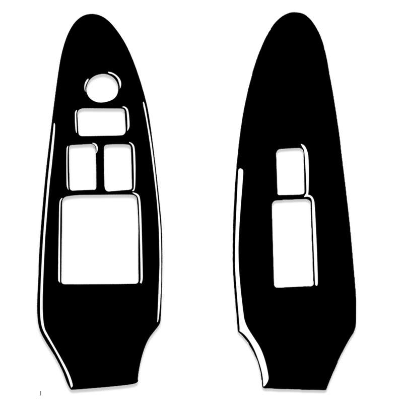 For Nissan 370Z Z34 2009- 2 in 1 Car Window Lift Panel with Hole Decorative Sticker, Left Drive (Bla