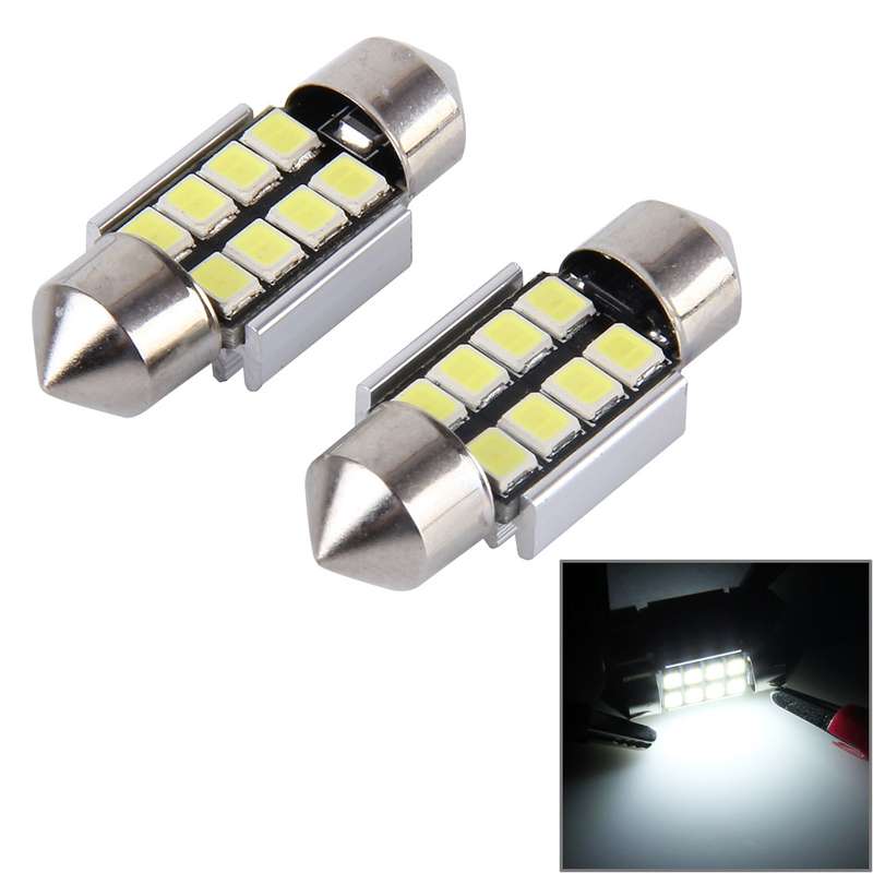 2 PCS 31mm Festoon 3W 300LM White Light 8 LED 3528 SMD Canbus Error-Free Car Reading Lamps, DC 12