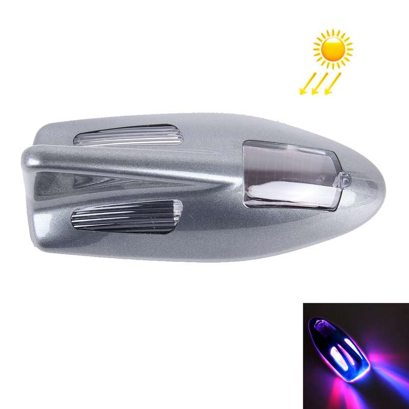 Solar Colorful Light Anti Collision Shark Fin Car Taillight LED Flash Warning Light Caution Light(Gr