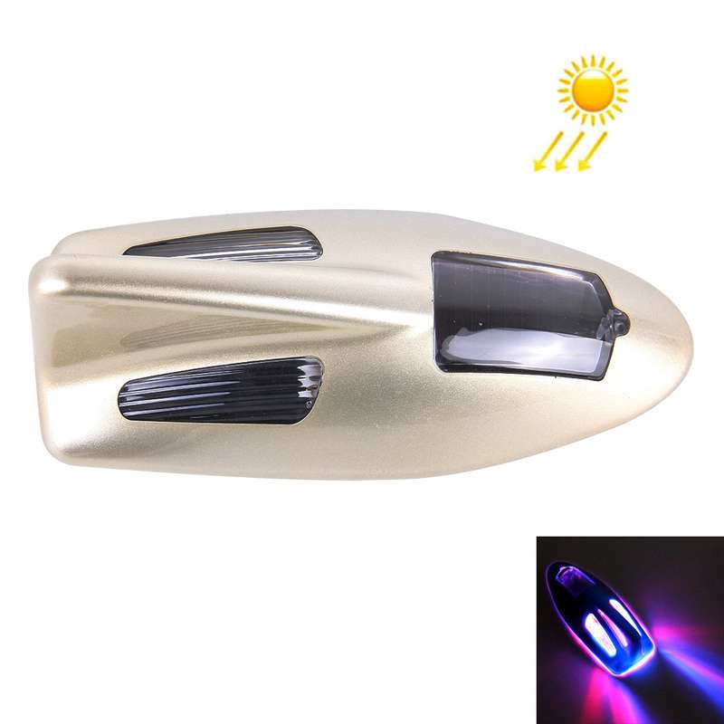 Solar Colorful Light Anti Collision Shark Fin Car Taillight LED Flash Warning Light Caution Light(Gr