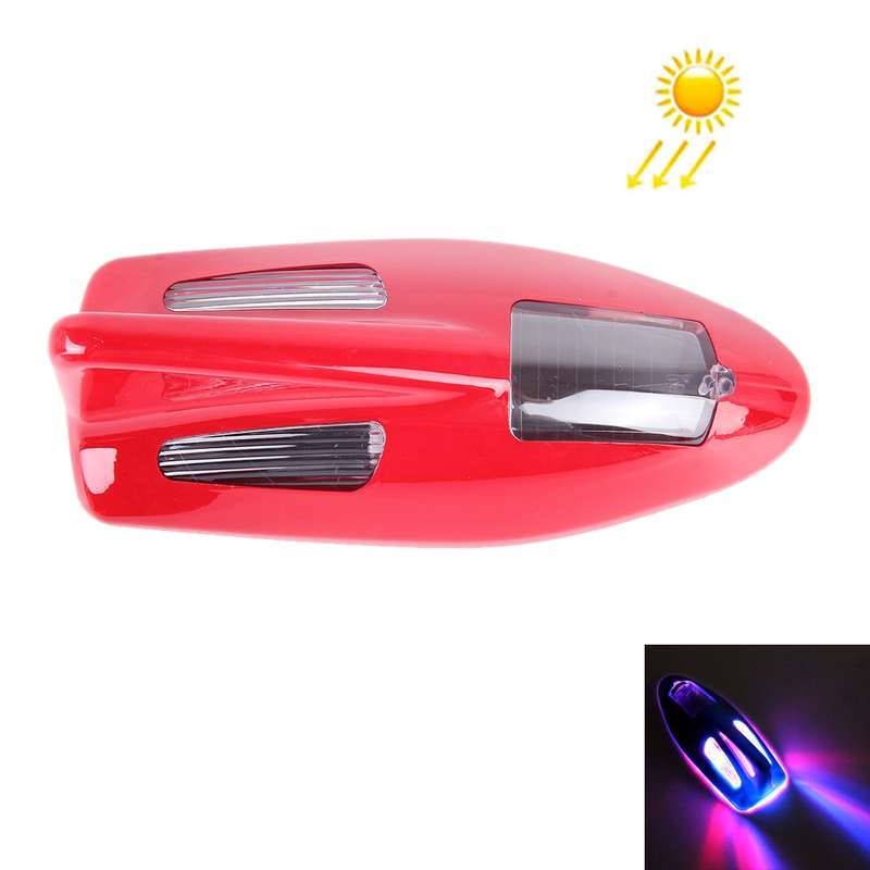 Solar Colorful Light Anti Collision Shark Fin Car Taillight LED Flash Warning Light Caution Light(Gr