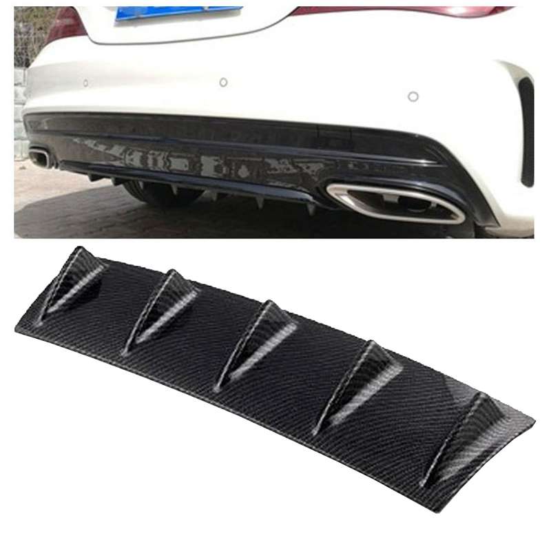 Universal Car Rear Bumper Lip Diffuser 5 Shark Fin Style Carbon Fiber ABS, Size: 60.0x18.0x5.0cm