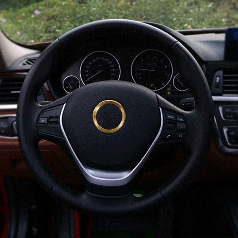 Car Aluminum Steering Wheel Decoration Ring For BMW(Silver)