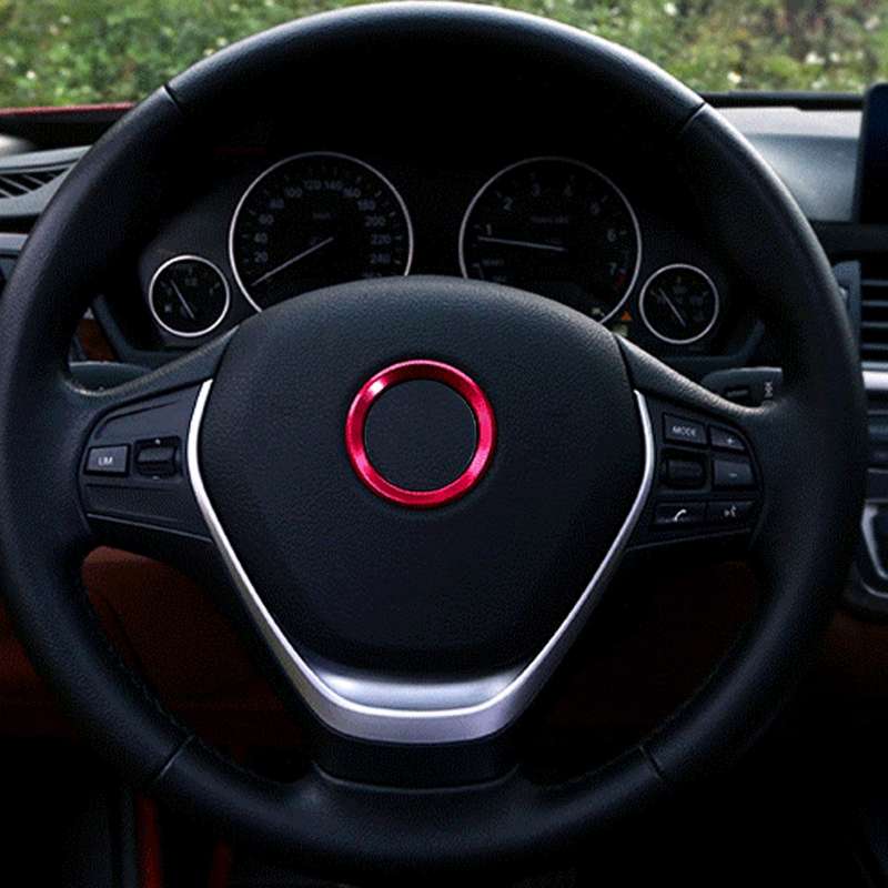 Car Aluminum Steering Wheel Decoration Ring For BMW(Silver)