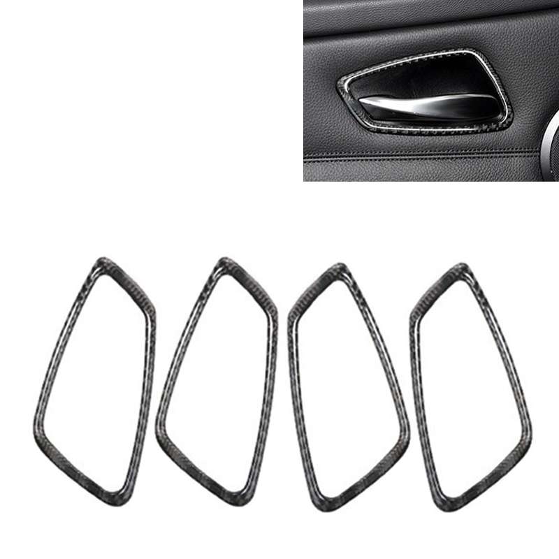 4 PCS Car Door Inner Handle Solid Color Carbon Fiber Decorative Sticker for BMW E90 / E92 / E93 2005