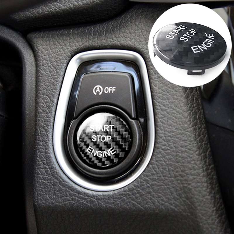 Car Carbon Fiber Engine Start Button Decoration Cover Trim for BMW E Chassis(Red)