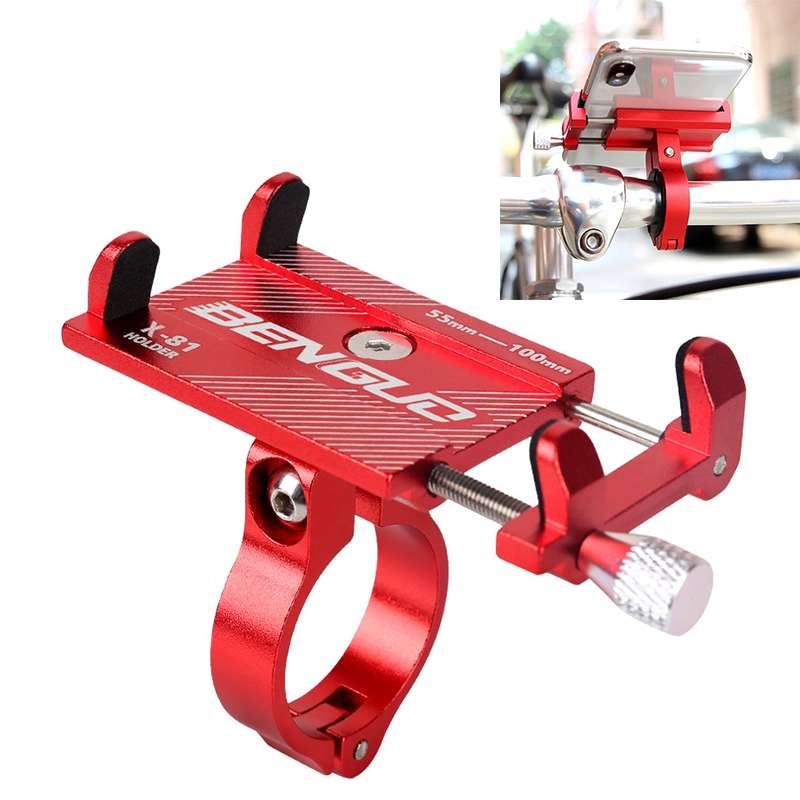 Motorcycle Handlebar Aluminum Alloy Phone Bracket(Black)