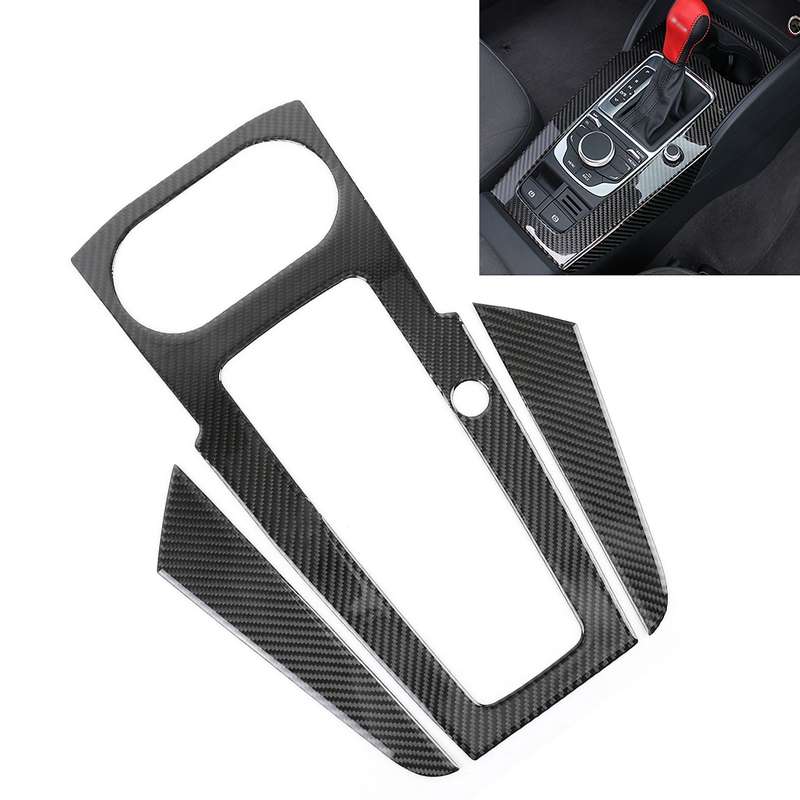 3 PCS Car Carbon Fiber Gear Panel Decorative Sticker for Audi A3 2014-2018, without Engine Start But