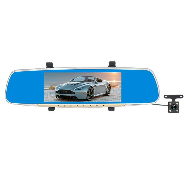 V100 7 inch LCD Touch Screen Rear View Mirror Car Recorder with Separate Camera, 170 Degree Wide Ang