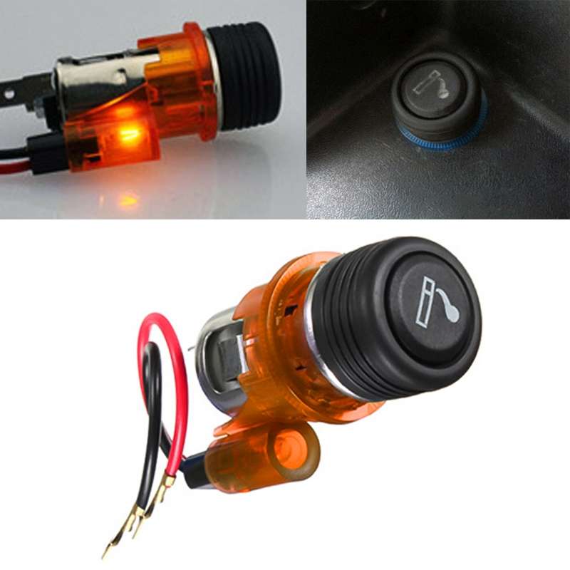 Car 10A 12V European Standard Cigarette Lighter Full Assembly with Light (Green)