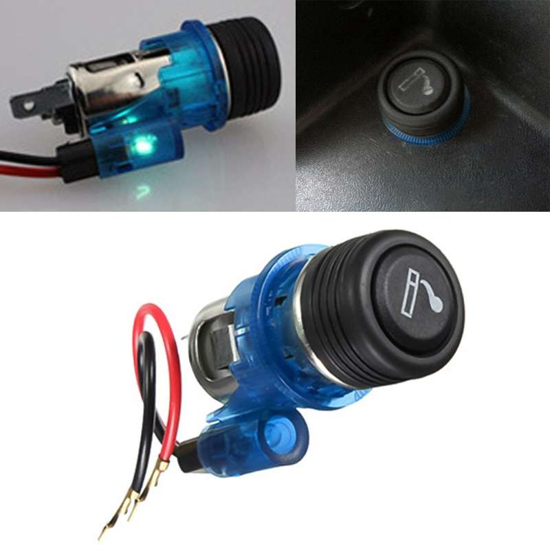 Car 10A 12V European Standard Cigarette Lighter Full Assembly with Light (Green)