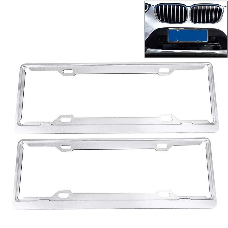 2 PCS Car License Plate Aerospace Aluminum Bracket Frame Holder Stand Mount, Size: 440mm x 140mm(Sil