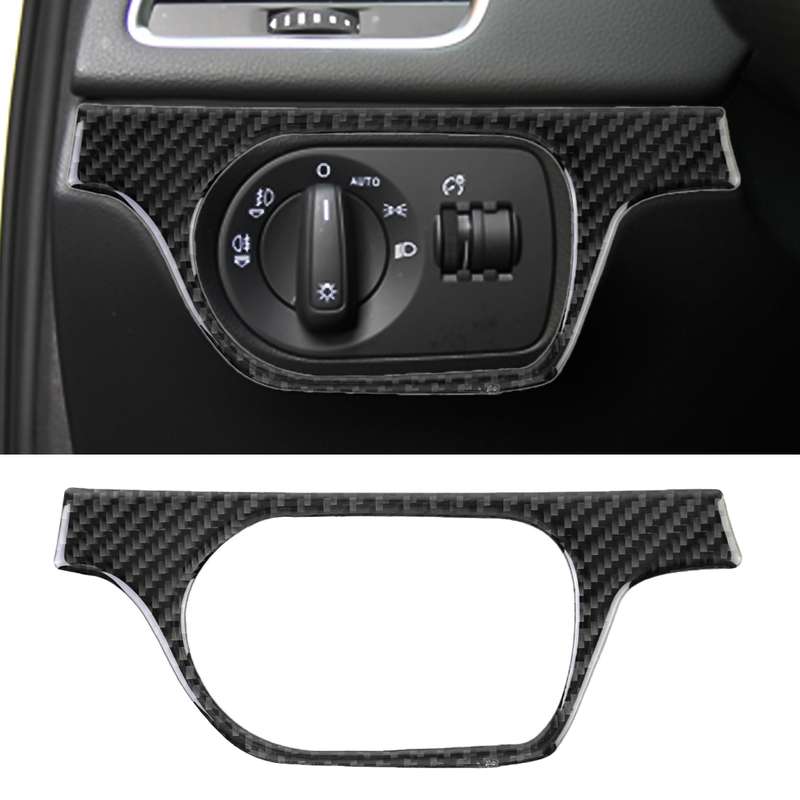 Carbon Fibre Car Headlight Switch Decorative Sticker for Audi Q3 2013-2018