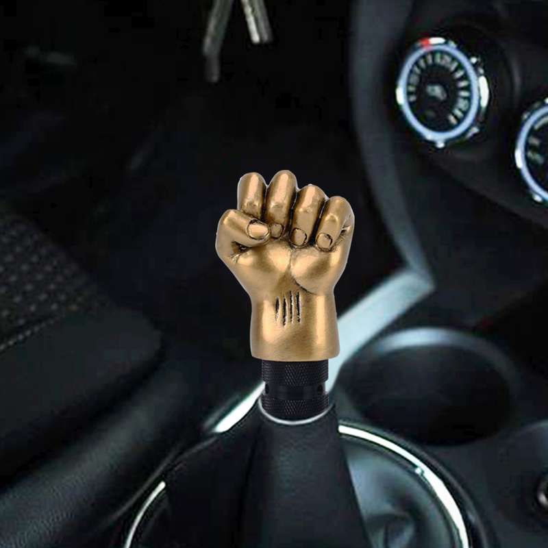 Universal Fist Shape Aluminum Manual or Automatic Gear Shift Knob Compatible with Three Rubber Cover