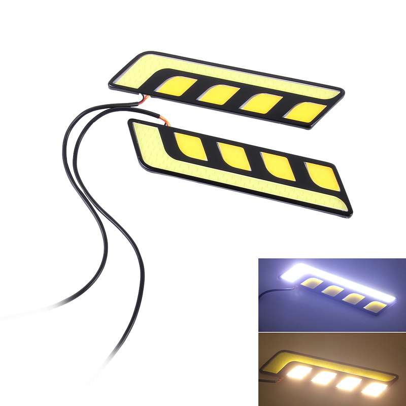 2 PCS DC 12V 10W 800LM 5500K Car DRL Daytime Running Lights Lamp,Cable Length:25cm(White Light + Yel